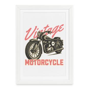 Moto vintage - Affiche encadrée (27 × 37 cm) - blanc - Devant