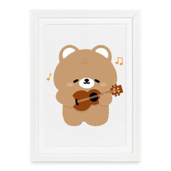 Bear Guitar Serenade - Affiche encadrée (27 × 37 cm) - blanc - Devant