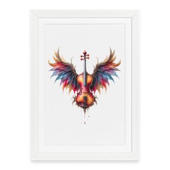Violon aux ailes arc-en-ciel - Affiche encadrée (27 × 37 cm) - blanc - Devant