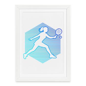 Cadeau d’accessoires de padel pour les fans débutants - Affiche encadrée (27 × 37 cm) - blanc - Devant