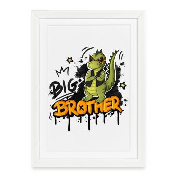 Dino Big Brother Style - Affiche encadrée (27 × 37 cm) - blanc - Devant