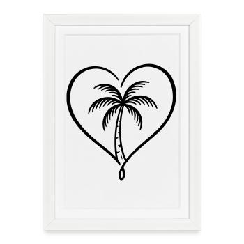 Vacances d’amour du cœur de Palm Tree - Affiche encadrée (27 × 37 cm) - blanc - Devant