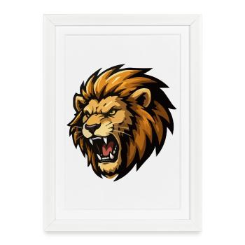 dessin animé de lion - Affiche encadrée (27 × 37 cm) - blanc - Devant