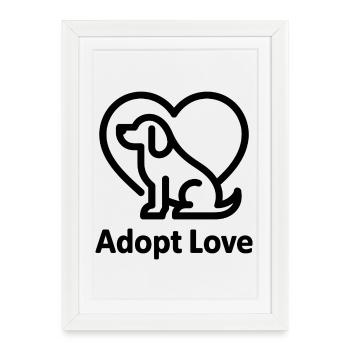 Adopt Love Paw Heart - Framed poster (27 × 37 cm) - white - Front