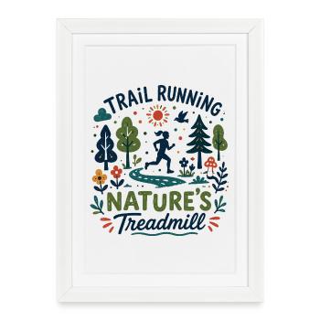 Course en sentier : Nature’s Treadmill Floral - Affiche encadrée (27 × 37 cm) - blanc - Devant