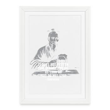 Doucement, tu y vas Citation de la bière de Confucius - Affiche encadrée (27 × 37 cm) - blanc - Devant