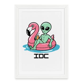 Alien in Pink Flamingo Float - Framed poster (27 × 37 cm) - white - Front