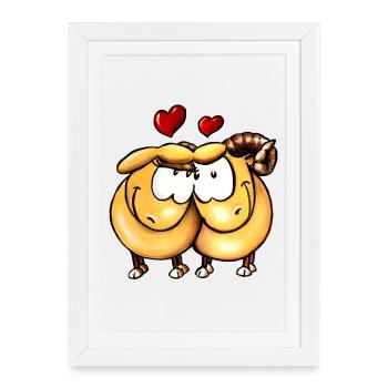 Lotte et Kalle amoureuses - Affiche encadrée (27 × 37 cm) - blanc - Devant