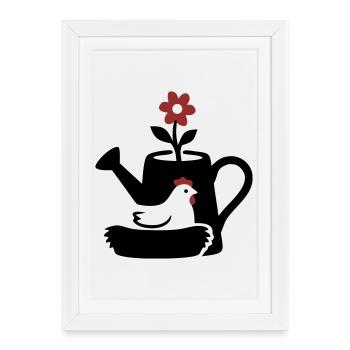 Graphique graphique de nid de poulet en arrosoir - Affiche encadrée (27 × 37 cm) - blanc - Devant