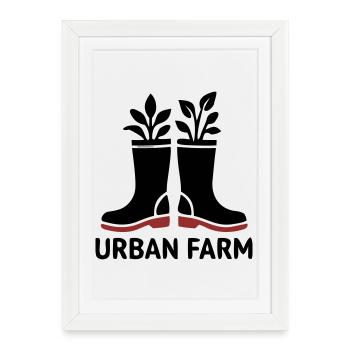 Logo des bottes en caoutchouc de ferme urbaine - Affiche encadrée (27 × 37 cm) - blanc - Devant