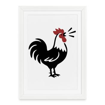 Logo de la ferme Rooster Crows - Affiche encadrée (27 × 37 cm) - blanc - Devant