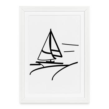 Voilier rapide - Affiche encadrée (27 × 37 cm) - blanc - Devant