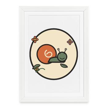 Soft Snail in Flower Circle - Framed poster (27 × 37 cm) - white - Front
