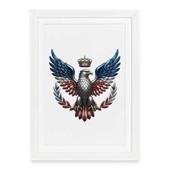 Royal US Eagle – Liberty & Crown Coat of Arms - Framed poster (27 × 37 cm) - white - Front