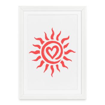 Motif Soleil Cœur - Affiche encadrée (27 × 37 cm) - blanc - Devant