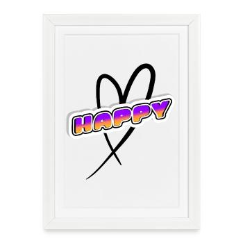 HAPPY Retro Sunset Neon - Framed poster (27 × 37 cm) - white - Front