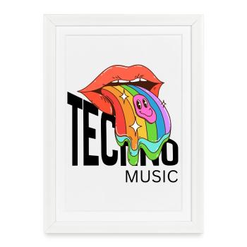 Sourire Arc-en-ciel fondu langue - Affiche encadrée (27 × 37 cm) - blanc - Devant