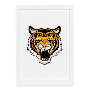Tigre du Bengale - Affiche encadrée (27 × 37 cm) - blanc - Devant