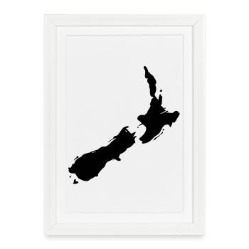 Carte Nouvelle-Zélande - Affiche encadrée (27 × 37 cm) - blanc - Devant