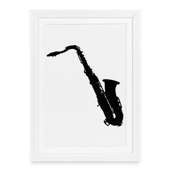 saxophone - Affiche encadrée (27 × 37 cm) - blanc - Devant