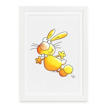 Crazy Rabbit - Lapin - Affiche encadrée (27 × 37 cm) - blanc - Devant