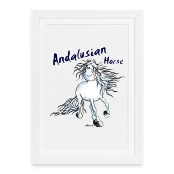 Pure Race Espagnole - Andalou - Affiche encadrée (27 × 37 cm) - blanc - Devant