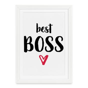 best boss heart gift boss - Framed poster (27 × 37 cm) - white - Front