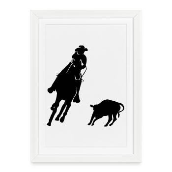 Equitation Western Equestre - Coupe - Affiche encadrée (27 × 37 cm) - blanc - Devant