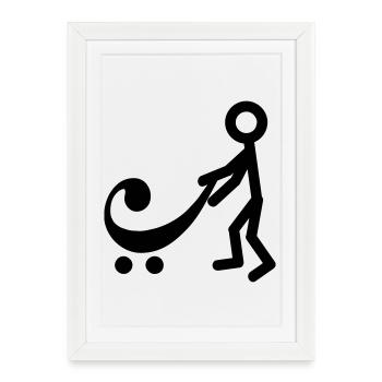 Bass player with a new baby - Framed poster (27 × 37 cm) - white - Front