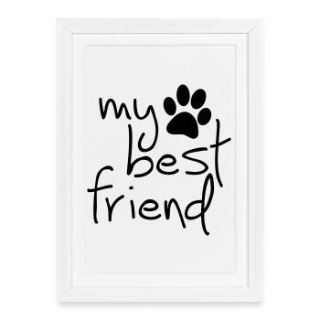 Slagon mon meilleur ami, j'aime mon chien ou mon chat - Affiche encadrée (27 × 37 cm) - blanc - Devant
