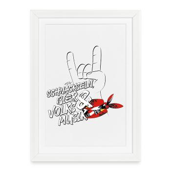Schnackseln, bière et musique folklorique | ZiachON ! - Affiche encadrée (27 × 37 cm) - blanc - Devant