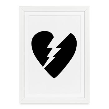 Black Broken Heart - Framed poster (27 × 37 cm) - white - Front