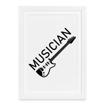 icône musicien icône logo icône guitare illustration - Affiche encadrée (27 × 37 cm) - blanc - Devant