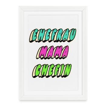 Ehefrau Mama Chefin - Gerahmtes Poster (27 × 37 cm) - Weiß - Vorne