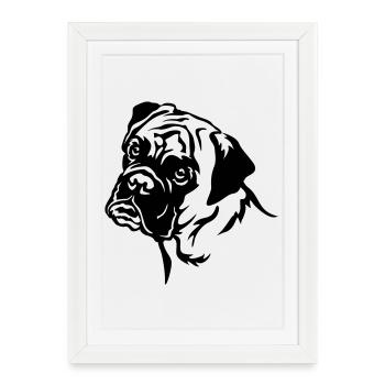 Tête de boxeur - Affiche encadrée (27 × 37 cm) - blanc - Devant
