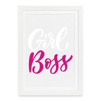 Fille Boss - Affiche encadrée (27 × 37 cm) - blanc - Devant