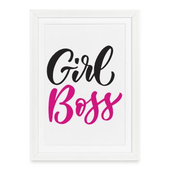Fille Boss - Affiche encadrée (27 × 37 cm) - blanc - Devant