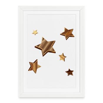 Les étoiles en bois foncé ressemblent au grain - Affiche encadrée (27 × 37 cm) - blanc - Devant