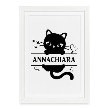 t-shirt Annachiara t-shirt chat cadeau idée chat chat - Affiche encadrée (27 × 37 cm) - blanc - Devant