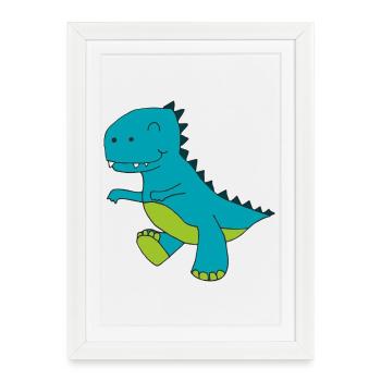 Dino Blue - Framed poster (27 × 37 cm) - white - Front