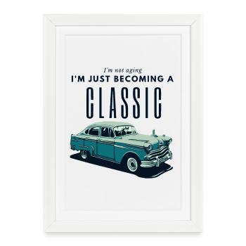 Conception nostalgique de l’ère de la voiture classique - Affiche encadrée (27 × 37 cm) - blanc - Devant