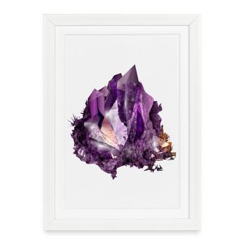 Motif Cristal Améthyste Violet Lumineux - Affiche encadrée (27 × 37 cm) - blanc - Devant