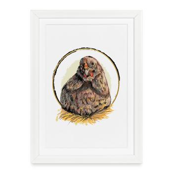 Poule dans le nid d’or - Affiche encadrée (27 × 37 cm) - blanc - Devant