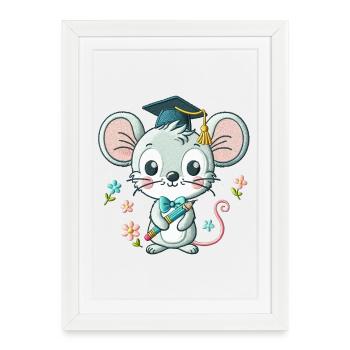 Souris Diplômée Astucieuse - Affiche encadrée (27 × 37 cm) - blanc - Devant