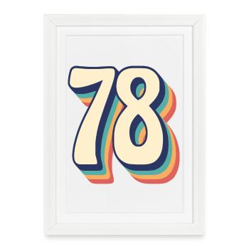 Vintage rétro T Shirt numéro 78 soixante-dix-huit - Affiche encadrée (27 × 37 cm) - blanc - Devant