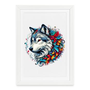 Loup - Affiche encadrée (27 × 37 cm) - blanc - Devant