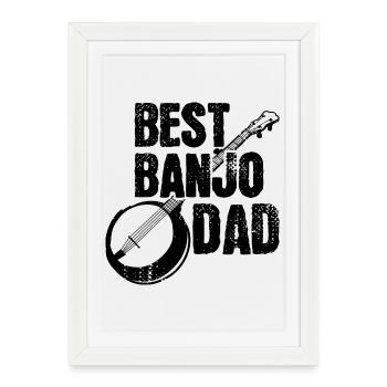 Papa joueur de banjo - Affiche encadrée (27 × 37 cm) - blanc - Devant