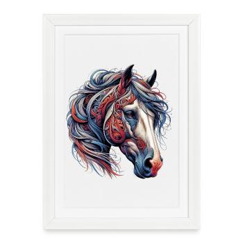 Cheval - Affiche encadrée (27 × 37 cm) - blanc - Devant