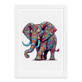 Éléphant - Affiche encadrée (27 × 37 cm) - blanc - Devant