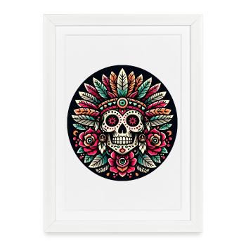 Crâne maya 2 - Affiche encadrée (27 × 37 cm) - blanc - Devant